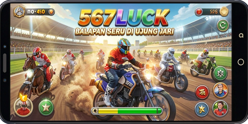 Tangkapan layar gameplay balap 567LUCK yang menegangkan.