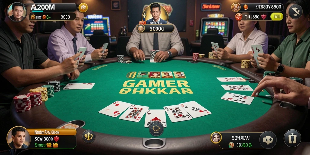 Screenshot A200M menampilkan gameplay seru saat bermain Poker.
