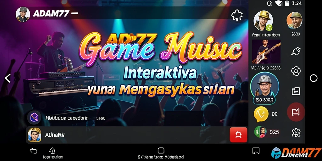 Screenshot utama ADAM77 dengan gameplay musik yang dinamis.