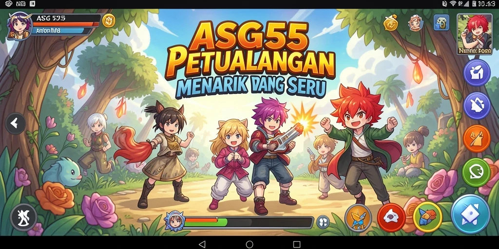 Screenshot permainan ASG55 menampilkan karakter Anime yang dinamis dan penuh warna.