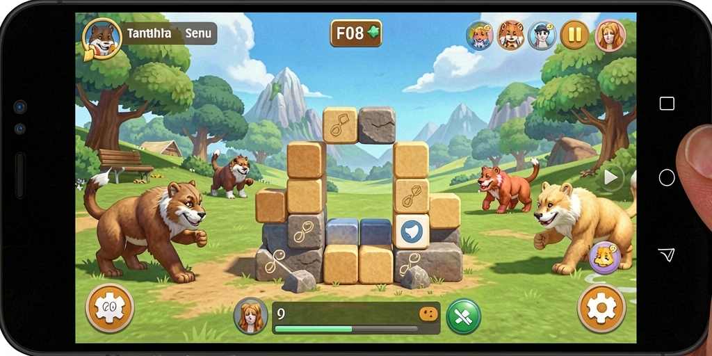 Tampilan gameplay seru dari F08 dengan berbagai teka-teki menarik.