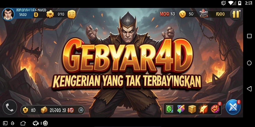Tampilan gameplay GEBYAR4D yang penuh ketegangan dan kegelapan.