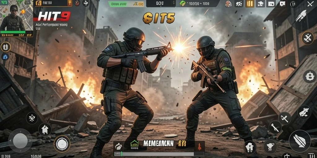 Tampilan gameplay dramatis dalam HIT9 dengan aksi pertempuran yang mendebarkan.