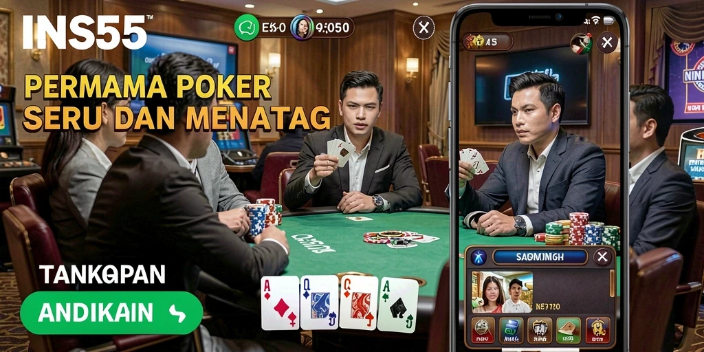 Gameplay Poker seru di INS55 dengan interaksi pemain.