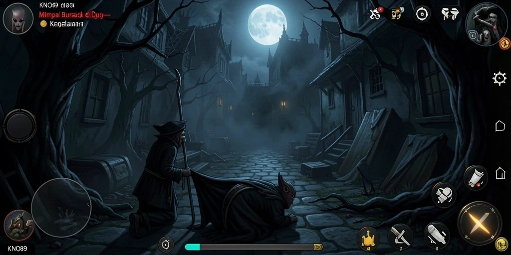 Screenshot KNO89 menampilkan suasana mencekam dan gameplay menakutkan.