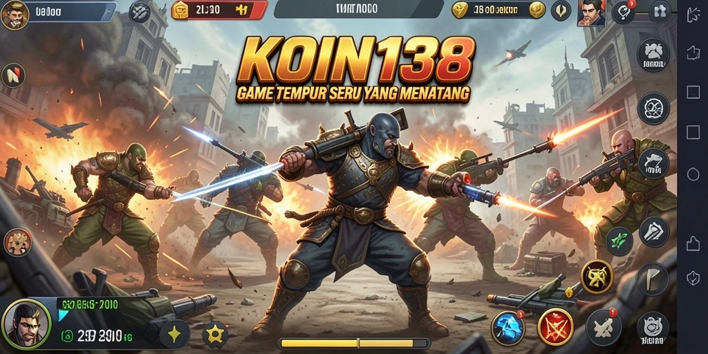 Tampilan utama gameplay KOIN138 dengan aksi tembakan yang intens.
