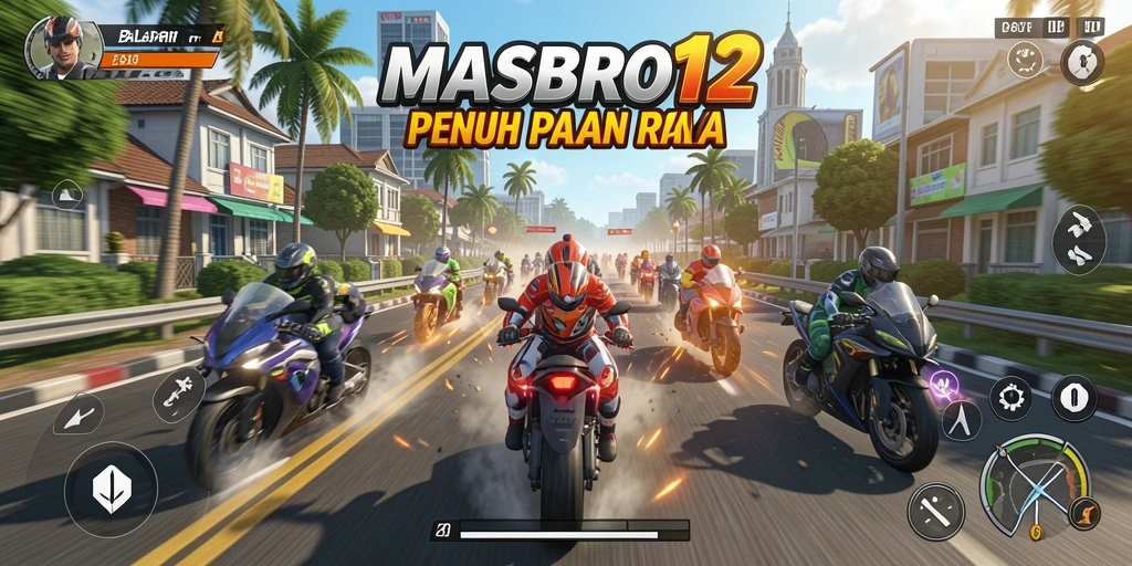 Tangkapan layar gameplay seru dari MASBRO12 dengan mobil balap menakjubkan.