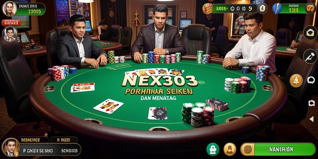 Tangkapan layar gameplay NX303 menampilkan momen seru permainan poker.