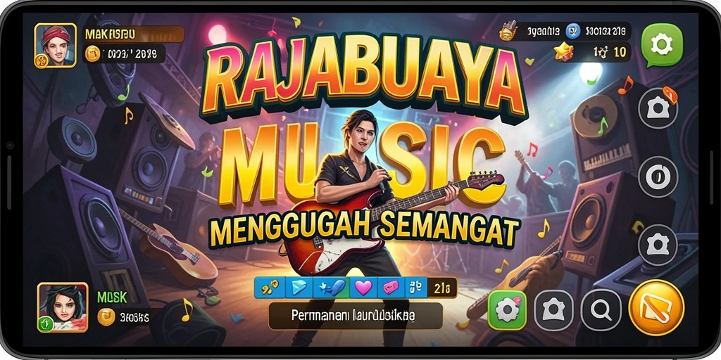 Tampilan gameplay menarik dari RAJABUAYA dengan berbagai pilihan lagu.
