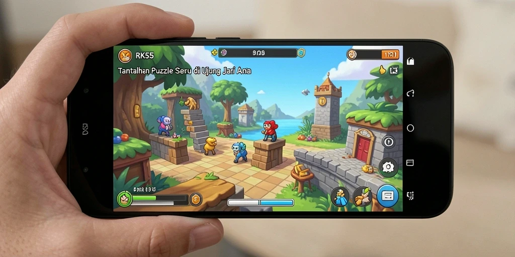 Screenshot RK55 menampilkan gameplay puzzle yang menantang dan menyenangkan.