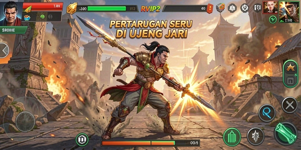 Screenshot utama RVIP2 menampilkan aksi pertarungan yang mendebarkan.