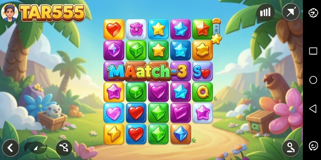 Screenshot gameplay TAR555 yang menunjukkan keseruan mencocokkan item.
